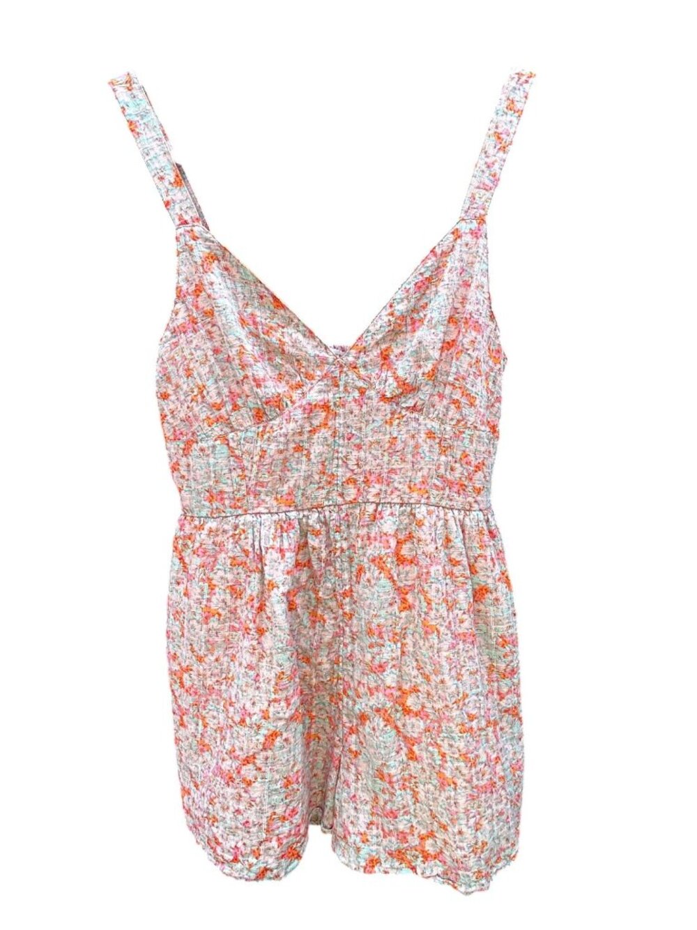 American Eagle Large Floral Print Sundress Romper Shorts Lined 1958
